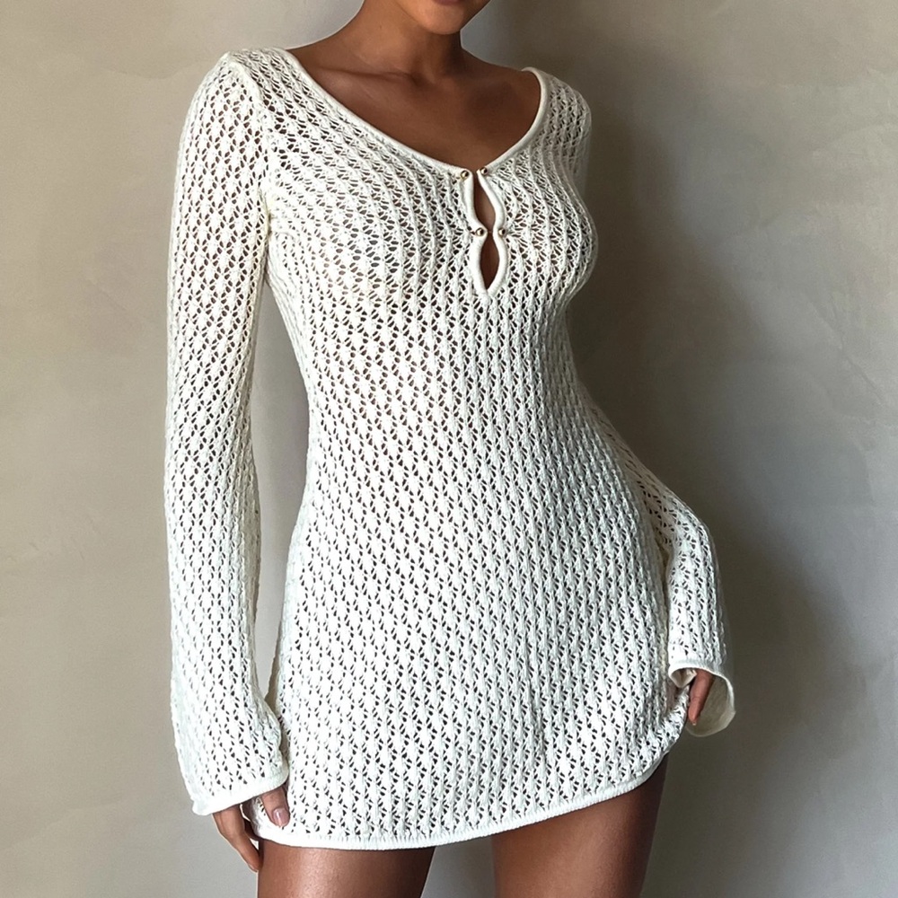 NWT Meshki White Long Sleeve Cover Up